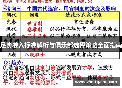 足协准入标准解析与俱乐部选择策略全面指南 足协准入标准解析与俱乐部选择策略全面指南